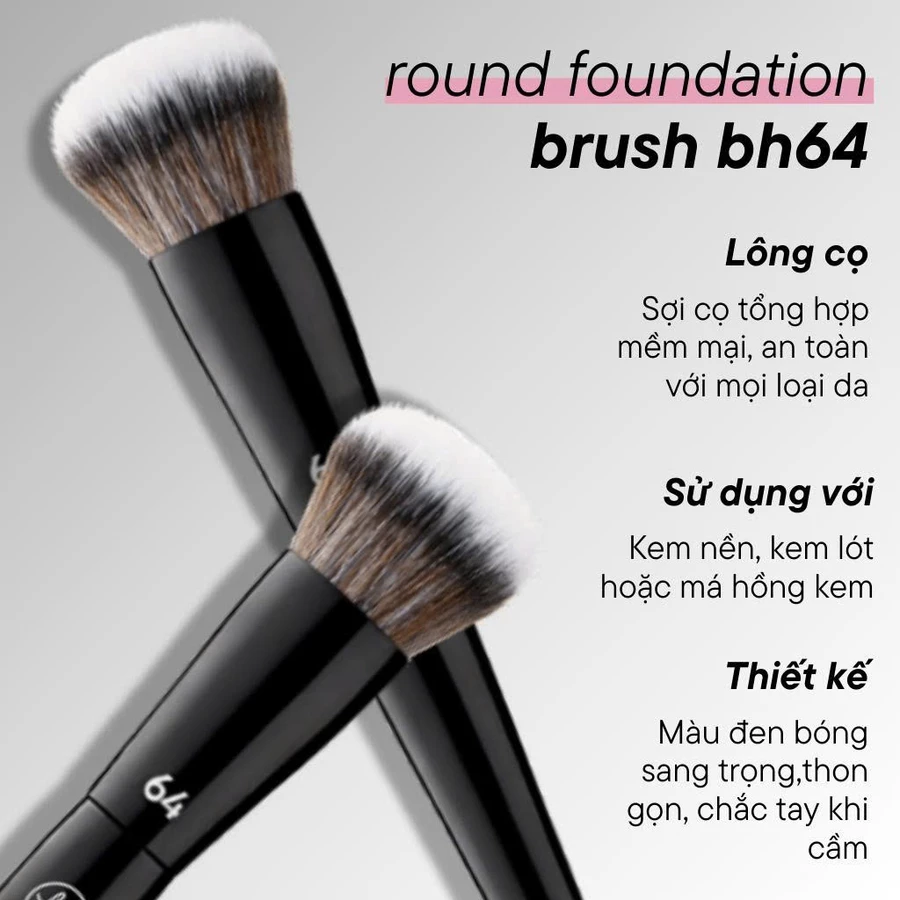 Cọ Tán Nền Đầu Tròn BH Cosmetics Round Foundation Brush BH64